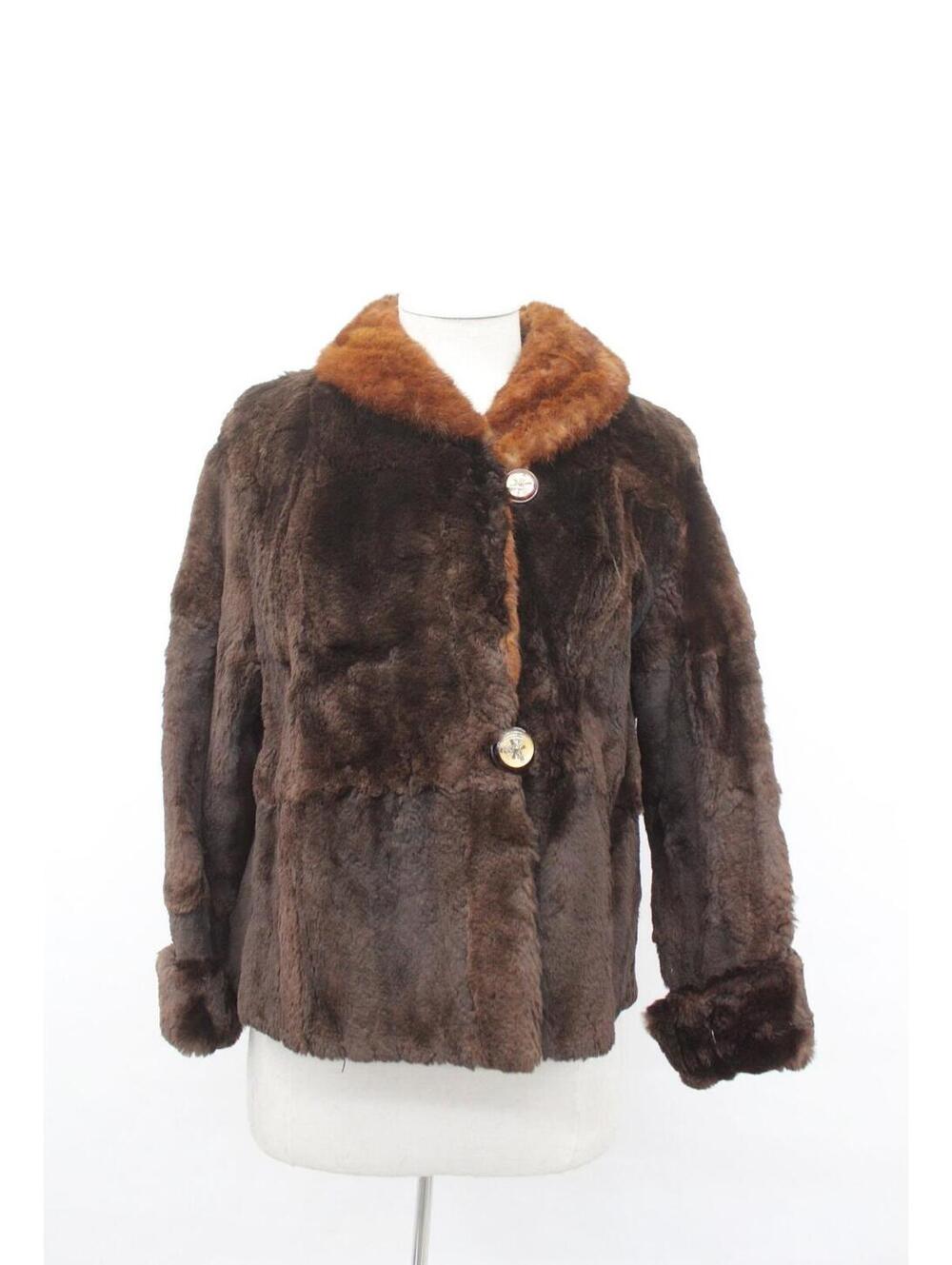 Mint Brown Sheared Muskrat Mink Collar Bolero Jacket Women Woman Size 4-6 Petite